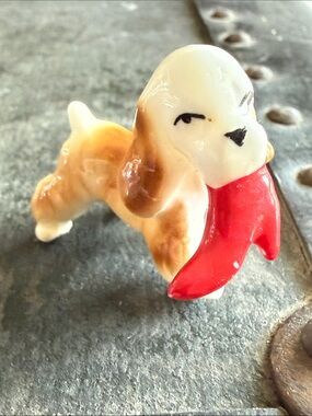 Adorable Bughouse Brand Porcelain Spaniel Figurine with Red Boot